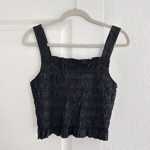 Everlane The Smocked Cami Tank in Black